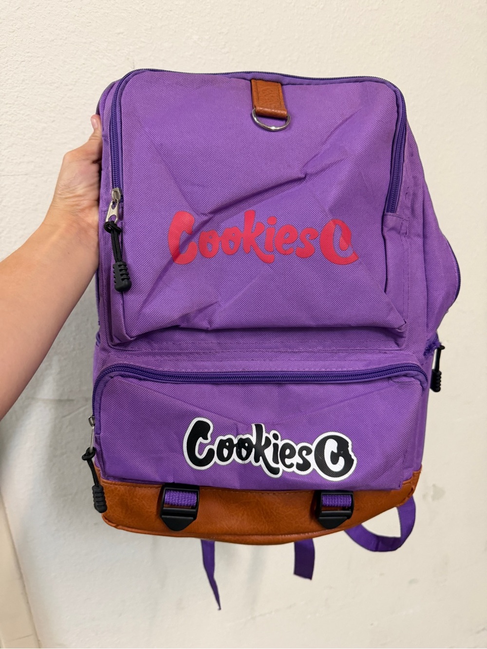 Cookies Backpack Purple Multi Compartment Streetwear Laptop School Bag Brown